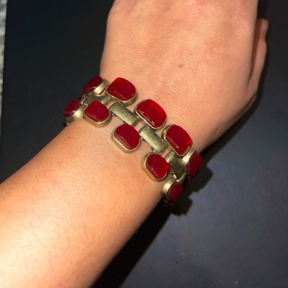 ❌❌SOLD❌❌Expression Metal and Red Stones Bracelets